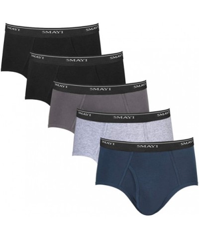 Mens Briefs Underwear Black Cotton Mid-Rise Mens Underwear Briefs for Men Pack - A 5 Pairs Briefs - CM18QWIT7N3 $18.93 Briefs