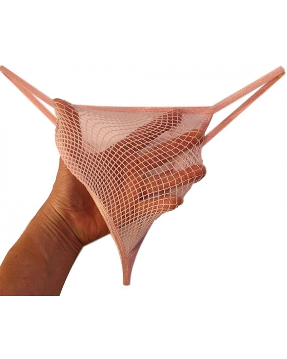 SWIC Men's G String Thong Stretchy Micro Fish Net - Baby Pink - CU184ZKXIOH $31.05 G-Strings & Thongs