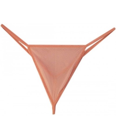 SWIC Men's G String Thong Stretchy Micro Fish Net - Baby Pink - CU184ZKXIOH $31.05 G-Strings & Thongs