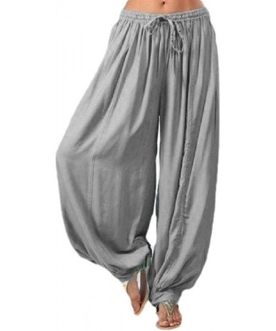 Women's Tie-Waist Plush Soft Loose Yoga Pajama-Pants Trousers - Grey - CW19CK7HY9Y $38.27 Bottoms