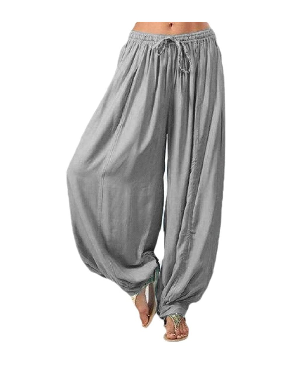 Women's Tie-Waist Plush Soft Loose Yoga Pajama-Pants Trousers - Grey - CW19CK7HY9Y $38.27 Bottoms