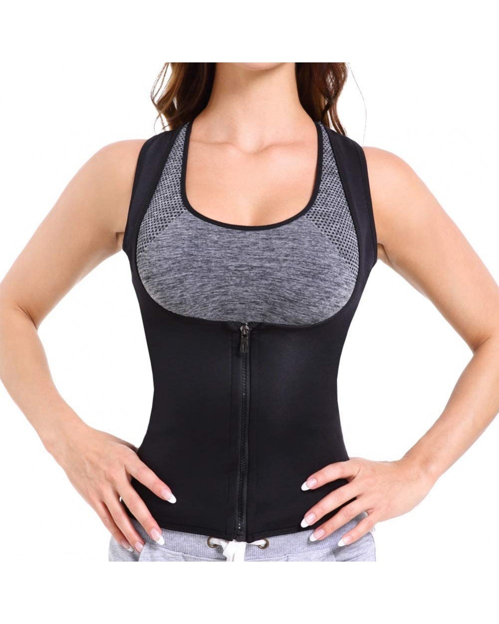 Women Waist Trainer Corset Three-Breasted Zipper Body Shaper Cincher Tank Top - 2 - C9193ROL7Z3 $21.25 Shapewear