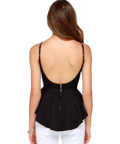 2020 New Vest Ladies Sexy Halter Halter Top Frill Dovetail Camisole-Black-XXL - Black - C0199UOGC65 $51.65 Camisoles & Tanks