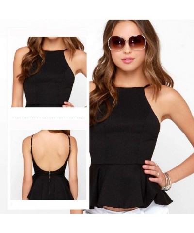 2020 New Vest Ladies Sexy Halter Halter Top Frill Dovetail Camisole-Black-XXL - Black - C0199UOGC65 $51.65 Camisoles & Tanks