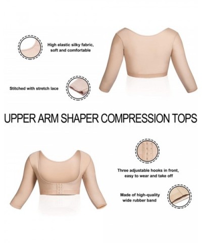 Women Upper Arm Shaper Body Compression Sleeves Post Surgical Slimmer Humpback Posture Corrector Tops Shapewear - Beige - CL1...