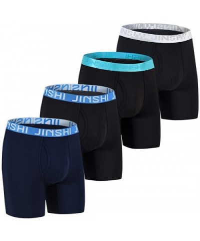 Bamboo Mens Underpants Comfortable 4 Pack Long Legs Boxer Briefs for Men Pack Open Fly - 4 Packs-02 - C91927GRZQX $53.09 Boxe...
