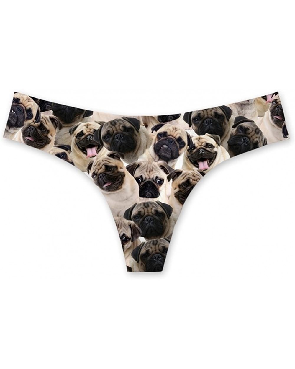 Animal Pattern Sexy Thongs Beach Bikini for Women - Pug2 - CF18C2TYWII $15.11 Panties