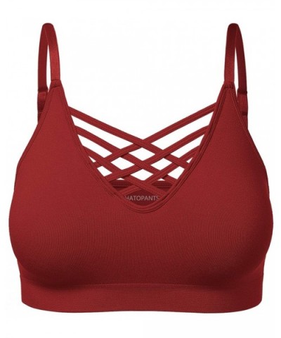 Women's Workout Seamless Strappy Bralette Exercise Adjustable Straps Tops - 102-dark Rust - CF18RGE5N72 $17.77 Bras