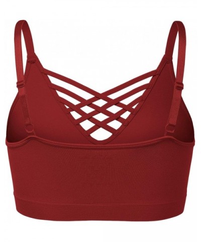 Women's Workout Seamless Strappy Bralette Exercise Adjustable Straps Tops - 102-dark Rust - CF18RGE5N72 $17.77 Bras