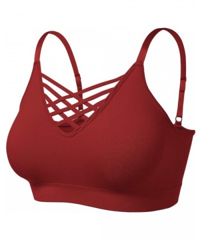 Women's Workout Seamless Strappy Bralette Exercise Adjustable Straps Tops - 102-dark Rust - CF18RGE5N72 $17.77 Bras