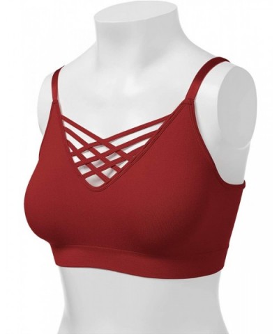 Women's Workout Seamless Strappy Bralette Exercise Adjustable Straps Tops - 102-dark Rust - CF18RGE5N72 $17.77 Bras