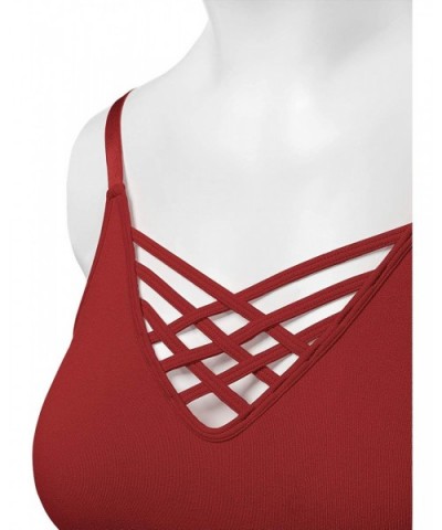 Women's Workout Seamless Strappy Bralette Exercise Adjustable Straps Tops - 102-dark Rust - CF18RGE5N72 $17.77 Bras