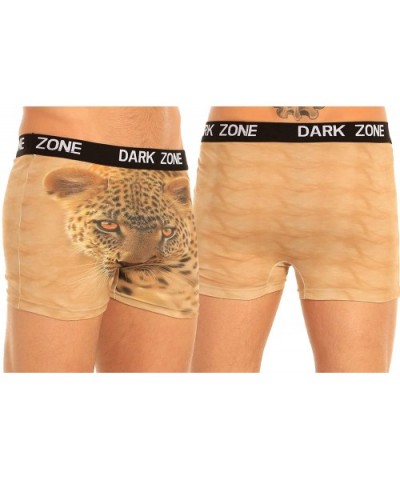 Mens Exotic Boxer Briefs Darkzone Series Soft Stretchy Underwear in Wild Prints - Leopard - CP18CK49YLC $25.29 Boxer Briefs