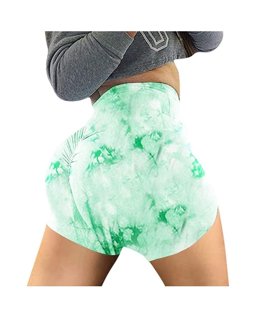 Womens High Waisted Yoga Shorts Tummy Control Scrunch Booty Leggings Workout Running Butt Lift Tights - Green - C7190LQYO0L $...