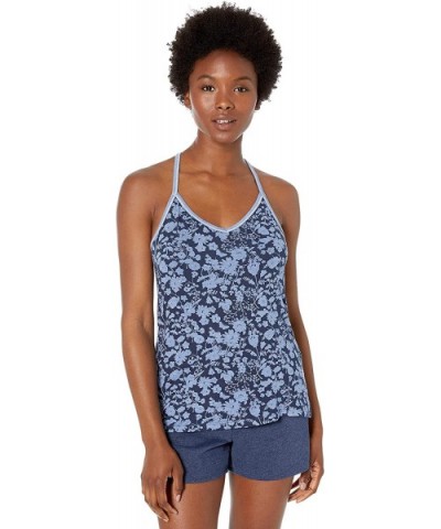 Women's Sleeveless Sleep Pajama Tank Top - Indigo Floral - CB18Q723KCZ $37.18 Tops