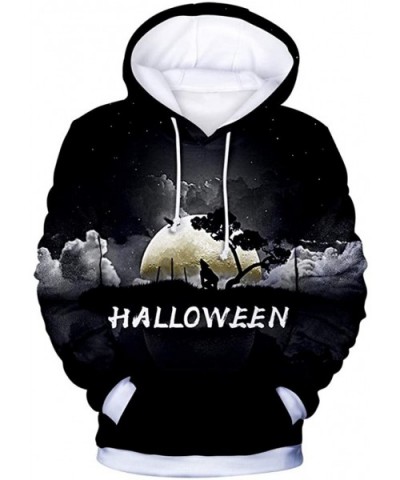 Fashion T-Shirts Womens Halloween- Halloween Fashion Mens & Women 3D Print Party Long Sleeve Hooded Sweatshirt Tops - D-black...