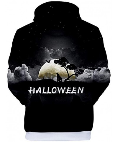 Fashion T-Shirts Womens Halloween- Halloween Fashion Mens & Women 3D Print Party Long Sleeve Hooded Sweatshirt Tops - D-black...