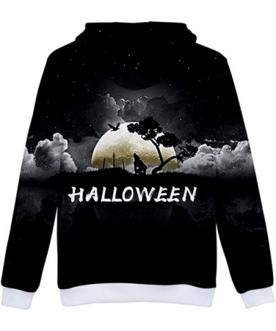 Fashion T-Shirts Womens Halloween- Halloween Fashion Mens & Women 3D Print Party Long Sleeve Hooded Sweatshirt Tops - D-black...