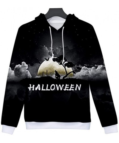 Fashion T-Shirts Womens Halloween- Halloween Fashion Mens & Women 3D Print Party Long Sleeve Hooded Sweatshirt Tops - D-black...