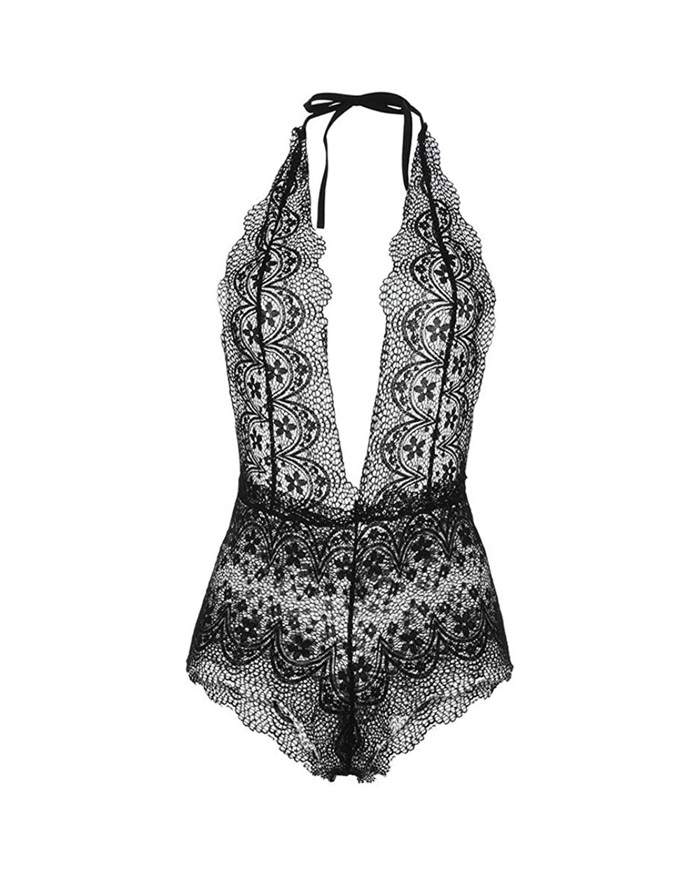 Lingerie for Women for Sex Fashion Womens Sexy Lingerie Girl Low Back Cross Floral Lace Sleepwear Babydoll Z2 black - C4194TE...