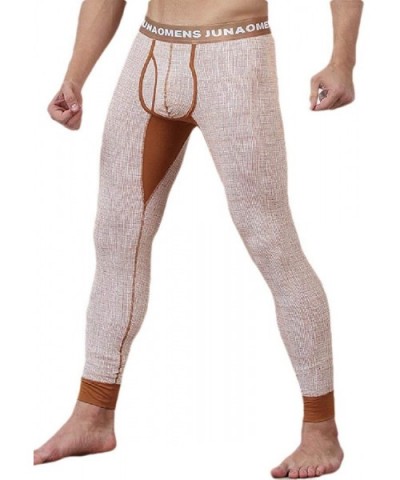 Mens Stretch Layer Bottoms Thermal Warm Pants Basic Long Johns - Golden - CO1940946XW $40.97 Thermal Underwear