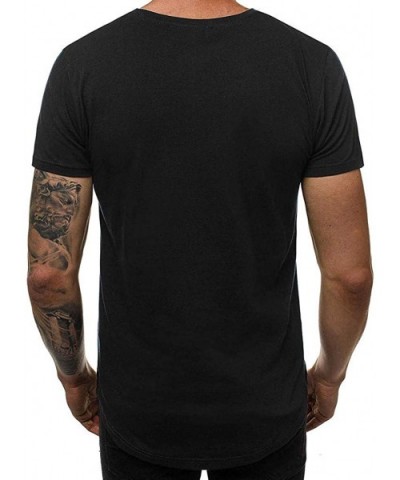 Mens Summer Fashion Tees Solid Color Basic Layer T-Shirts Casual Crew Neck Short Sleeve Tops Blouses - Black - CW195ZTDNDC $2...