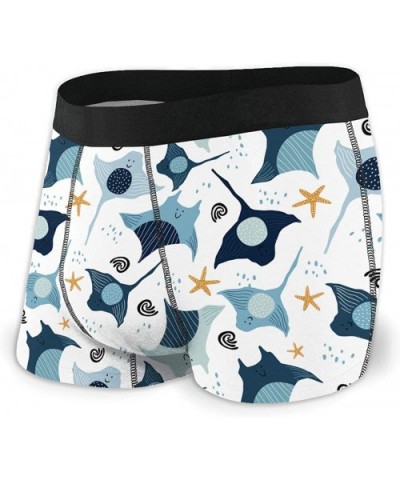 Men's Boxer Briefs Underwear with Pouch - Stingray and Starfish - CI19840OGDQ $28.43 Boxer Briefs