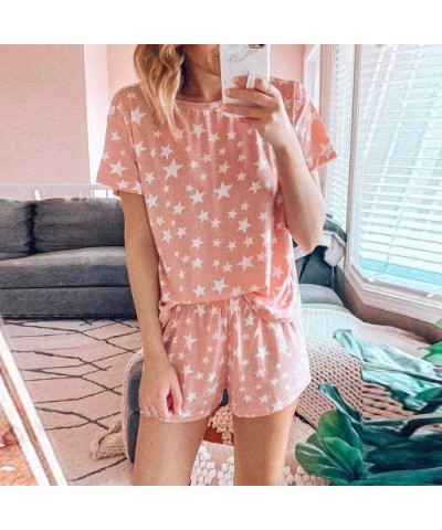 Women Printed Sleepwear Halter Sleeveless Pajama Set Night Lounge Tops with Shorts - 1orange - CC199HQLR3N $35.02 Sets