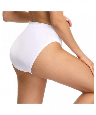 Women's Plus Size Underwear High-Cut Briefs Panties 3 Pack Cotton Stretch - White - CT18TEGZMZ4 $22.00 Panties