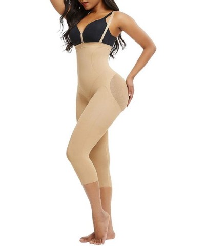 Women Open-Bust Body Shaper Hi-Waist Tummy Control Fajas Butt Lifter Thigh Shapewear Capri Leggings - Beige 1 - CN1963W8WEE $...