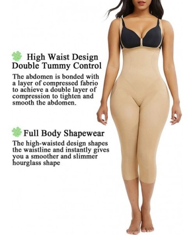 Women Open-Bust Body Shaper Hi-Waist Tummy Control Fajas Butt Lifter Thigh Shapewear Capri Leggings - Beige 1 - CN1963W8WEE $...