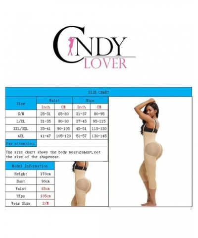 Women Open-Bust Body Shaper Hi-Waist Tummy Control Fajas Butt Lifter Thigh Shapewear Capri Leggings - Beige 1 - CN1963W8WEE $...