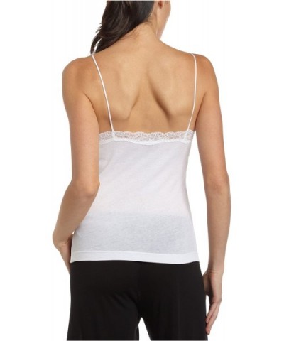 Women's Organic Cotton Lace Trimmed Adjustable Strap Cami - White - CE113RYMJ7Z $61.65 Camisoles & Tanks