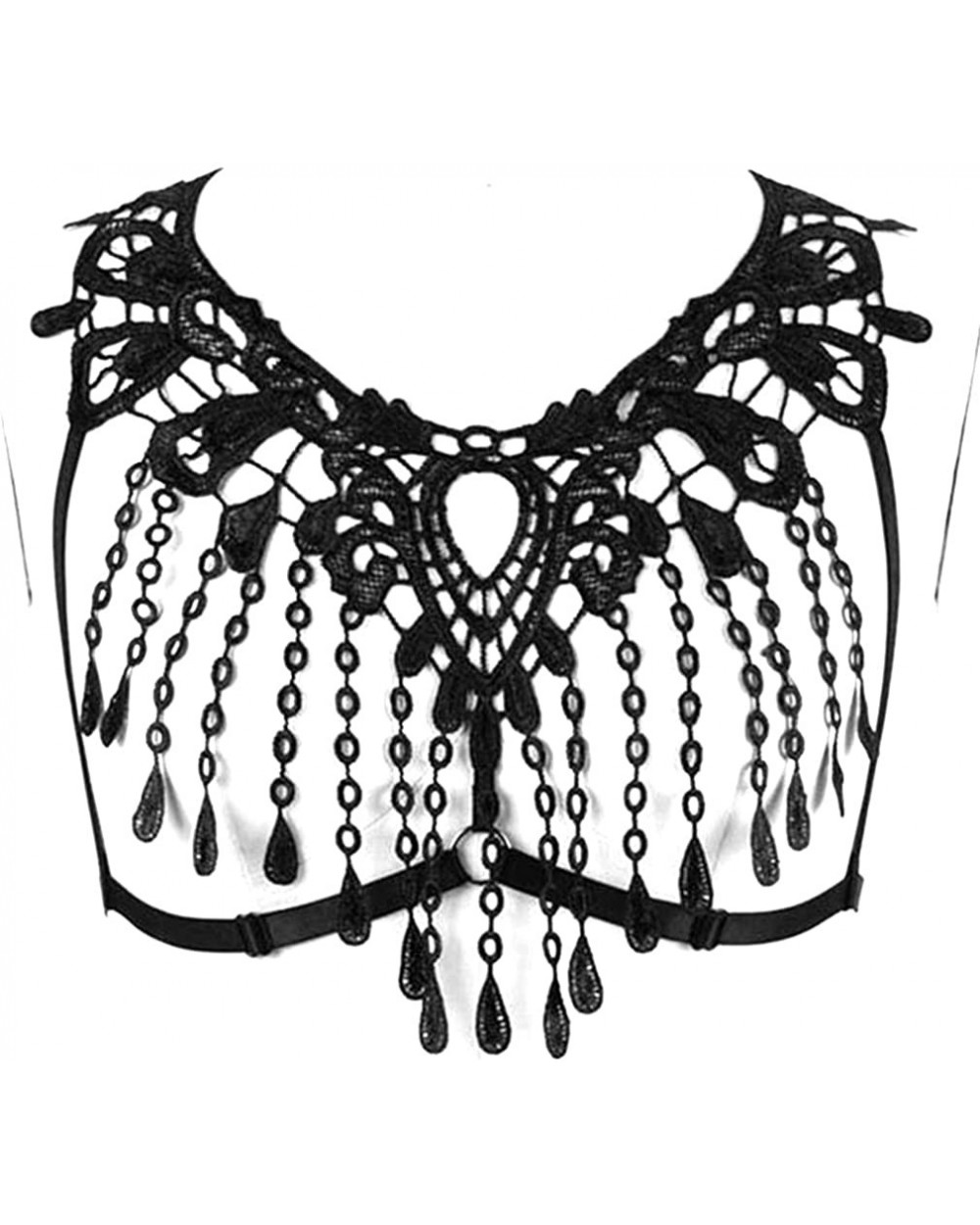 Women Lace Body Harness Plus Size Bra Strappy Gothic Bralette Black Adjustable - Black - C018EQLNWZQ $29.70 Bras