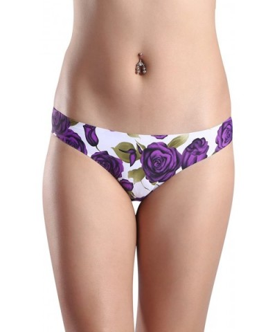 Women's Microfiber Low Rise No Show Thong Pantie - B/W/a/Rose Flora - C418NOE0HD7 $31.56 Panties