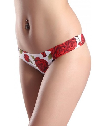 Women's Microfiber Low Rise No Show Thong Pantie - B/W/a/Rose Flora - C418NOE0HD7 $31.56 Panties