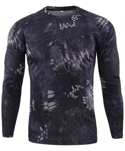 Men's Camouflage Outdoor Tactical Quick-Drying Long Sleeves Shirt Workout Bodybuilding Muscle Top - Black - CM19DHXXHH7 $31.2...