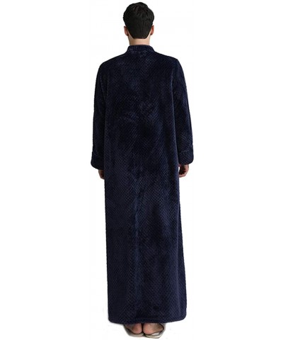 Men/Women's Zip Front Bathrobe Premium Flannel Fleece Plush Caftan Soft Long Robe Warm Housecoat - Navy - CN18HHARER7 $73.09 ...