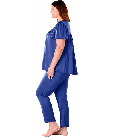 Women's Plus Size Silky 2-Piece Pj Set Pajamas - Deep Teal (0429) - CS1906Y3LYD $70.33 Sets