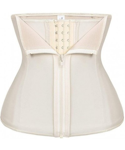 Womens Breathable Latex Waist Training Cincher Underbust Corset Body Shaper - Beige Zipper&hook - CS18HU0ELIC $52.18 Bustiers...