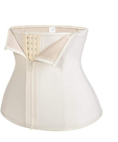 Womens Breathable Latex Waist Training Cincher Underbust Corset Body Shaper - Beige Zipper&hook - CS18HU0ELIC $52.18 Bustiers...