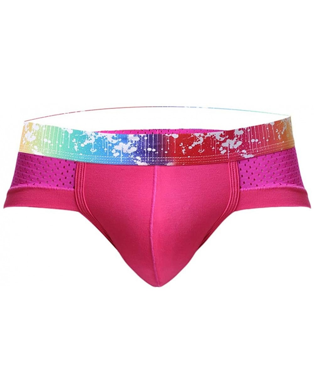 Sexy Men Colorful Waistband Underwear Underpants Mesh Patchwork U Convex Briefs- Underwear - Rose Red - C418UYKILAR $11.99 Br...