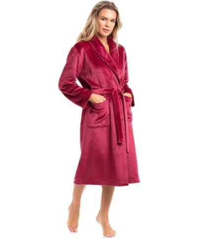 Spa Collection Plush Fleece Robe- Luxurious- Warm & Cozy Bathrobe - Light Pink - CE18W2XN46N $25.39 Robes