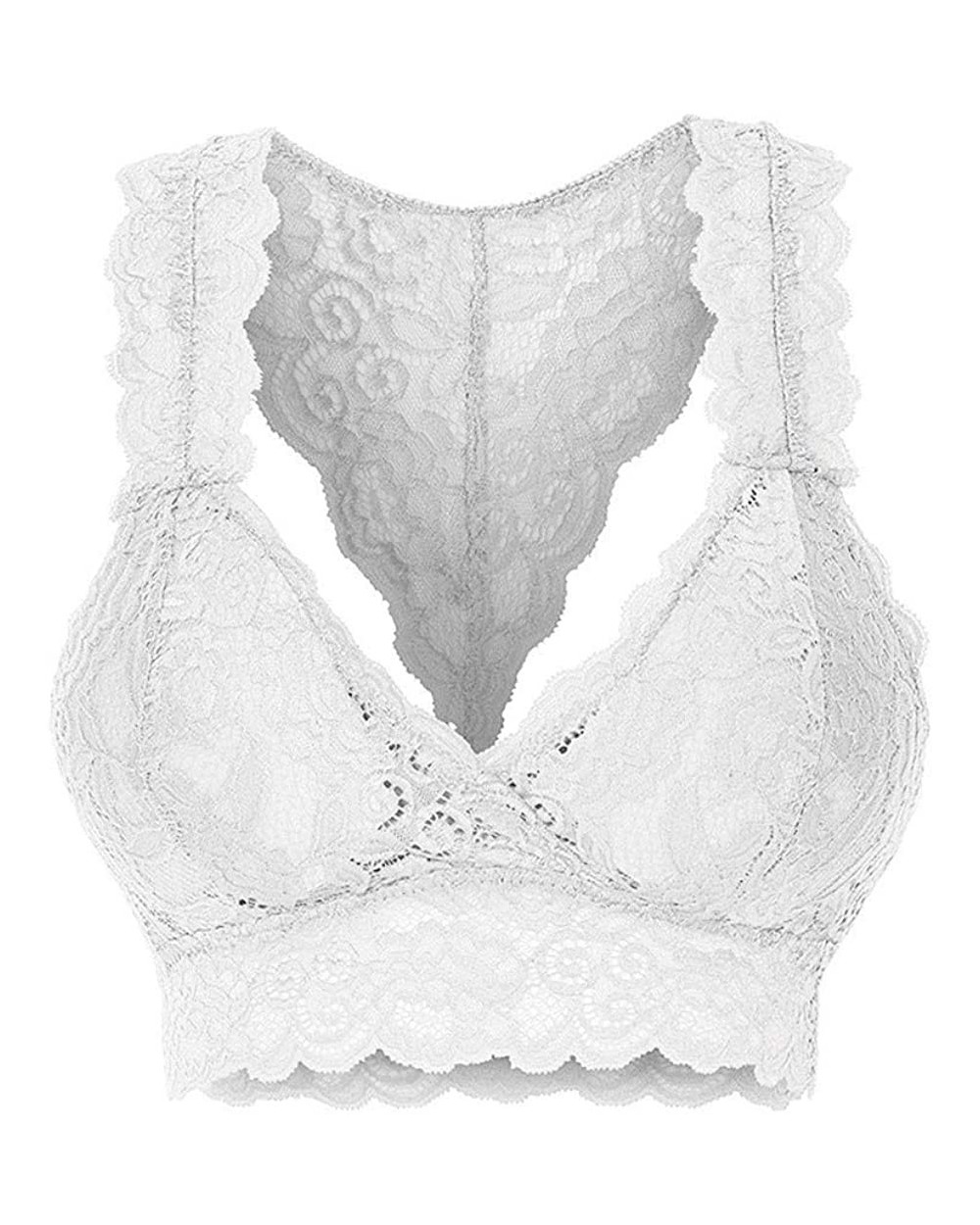 Women Fashion Stretchy Floral Lace Hollow Out Bralette Bra Everyday Bras - White - CM198SKY3UR $27.23 Bras