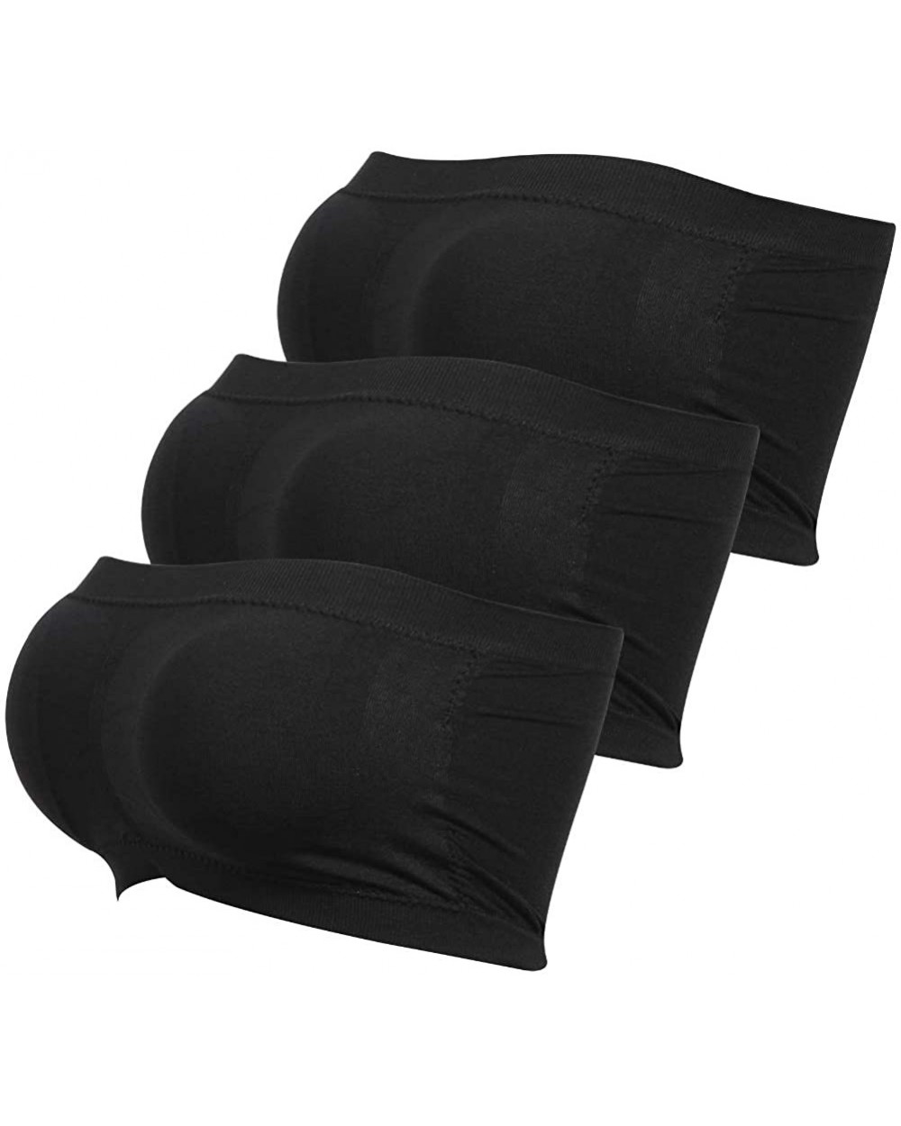 Women's Bandeau Bra Basic Layering Seamless Bra Crop Tube Top Bandeau Strapless Brarette-1-4 Pack - Blackx3 - CZ18TI4AAZD $27...