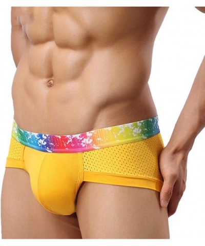 Sexy Men Colorful Waistband Underwear Underpants Mesh Patchwork U Convex Briefs- Underwear - Rose Red - C418UYKILAR $11.99 Br...