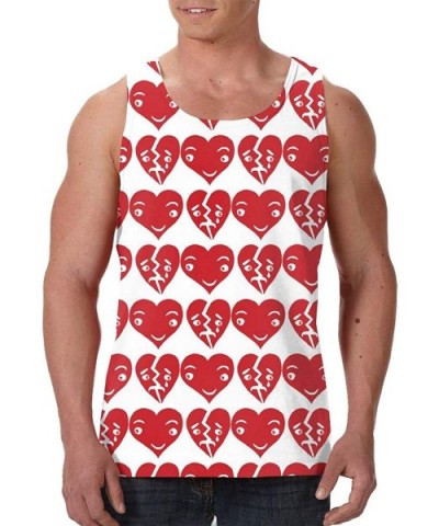 Men's Sleeveless Undershirt Summer Sweat Shirt Beachwear - Print Hearts - Black - CZ19CIZWO66 $28.05 Undershirts