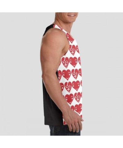 Men's Sleeveless Undershirt Summer Sweat Shirt Beachwear - Print Hearts - Black - CZ19CIZWO66 $28.05 Undershirts