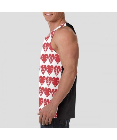 Men's Sleeveless Undershirt Summer Sweat Shirt Beachwear - Print Hearts - Black - CZ19CIZWO66 $28.05 Undershirts