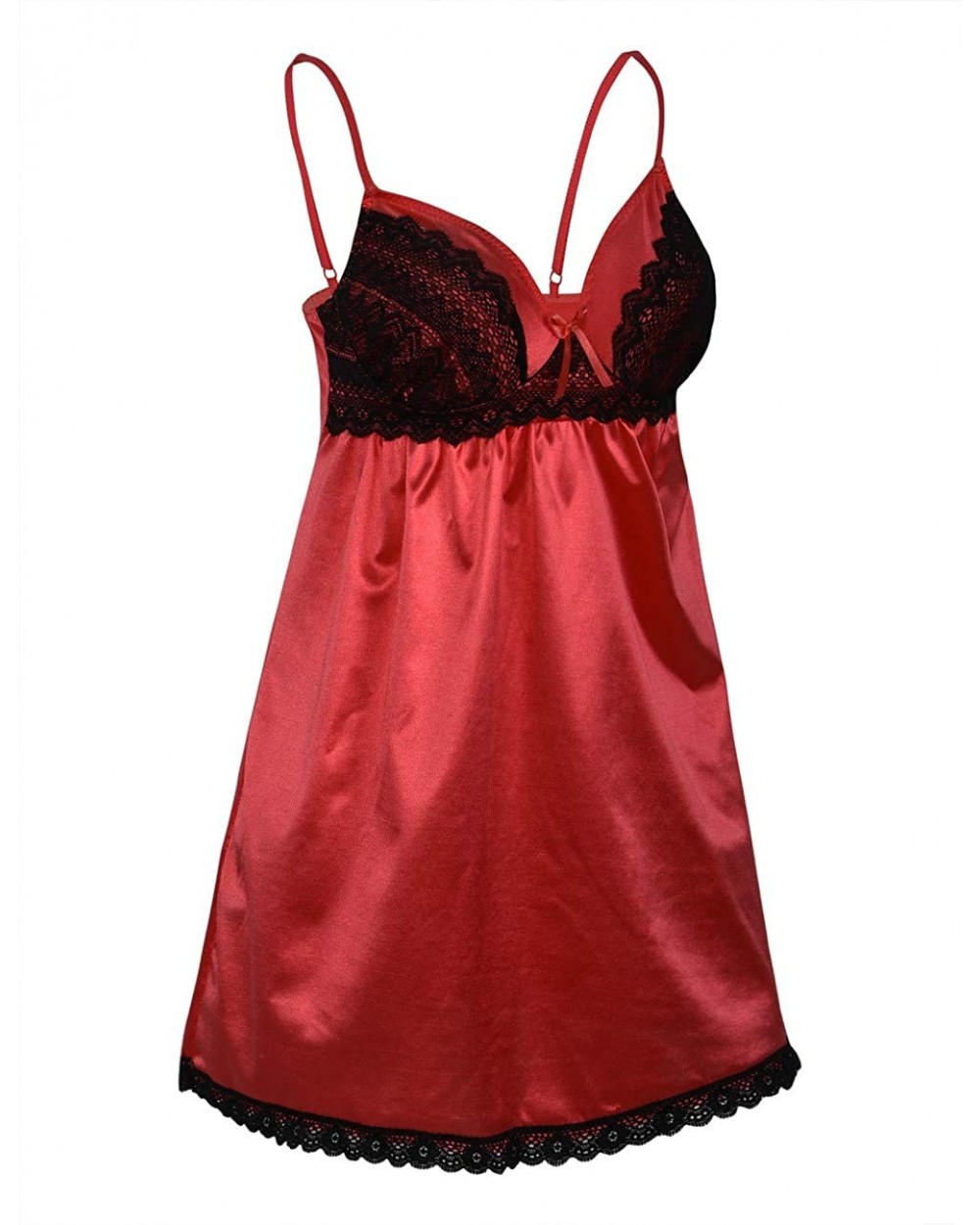 Women Lingerie Sexy Chemise V Neck Lace Babydoll Sleepwear with G-String - Red-3 - C518D5Q6272 $21.71 Nightgowns & Sleepshirts